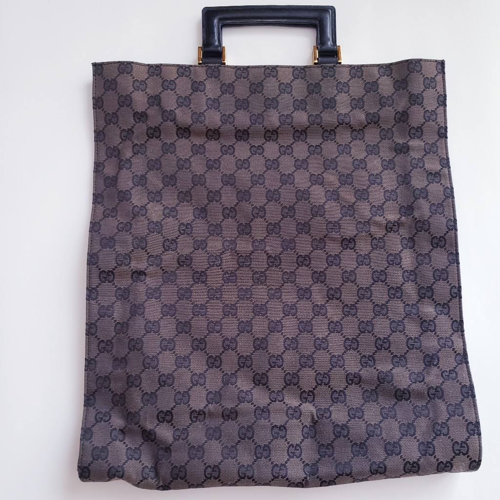 Gucci Canvas Monogram Tote Authentic With Hard Handle